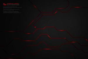 Abstract gradient black technology on red line background.