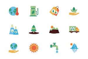 bundle of environment set icons vector