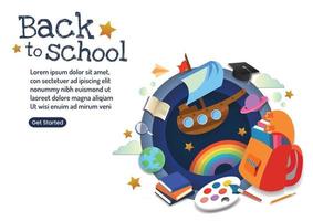 regreso a la escuela para el día escolar diseño de banner sitio web de la escuela vector