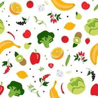 Seamless vector pattern with fruits and vegetables