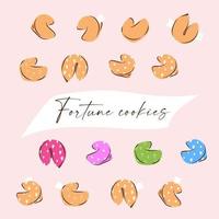 Fortune cookies Sweet colorful pastry chinese cookies witn notes inside vector