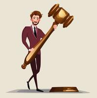 Abogado de negocios sosteniendo un mazo de juez de madera veredicto legal legislación autoridad concepto vectorial ilustración de legalidad jurisdicción culpable y orden judicial vector