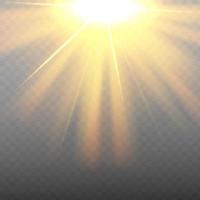 Vector sunlight Sun beams or rays on transparent background