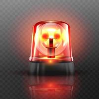 Red Flasher Siren Vector Realistic Object Light Effect Beacon For Police Cars Ambulance Fire Trucks Emergency Flashing Siren Transparent Background vector Illustration