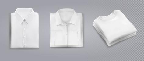 Folded shirts on gray background Vector illustration