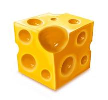 Square slice of cheese with big holes photo