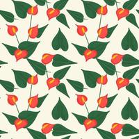 Flamingo Red anthurium pattern vector