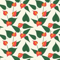 Flamingo Red anthurium pattern vector