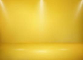 Abstract wide golden studio metal texture background with lights presentation. vector