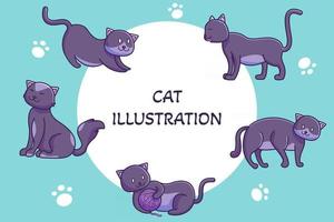 conjunto de ilustración de gato vector