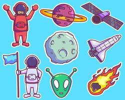 Set of space stickers vector