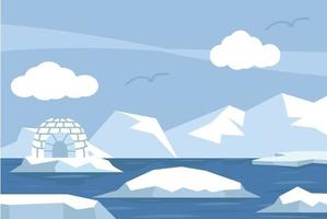 North pole Arctic in the ocean background vector