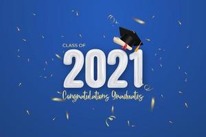 Class of 2021 graduation banner with Balloon number vector