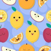 Happy yippie cute fruits seamless pattern vector