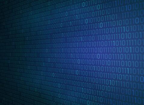 Abstract binary zero one technology gradient blue background. vector