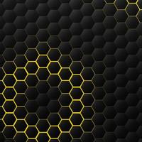 Abstract hexagonal black tech on yellow background. vector