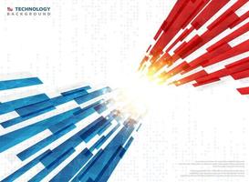 Abstract blue red technology line geometric with golden light digital background. illustration vector eps10