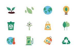 bundle of environment set icons vector