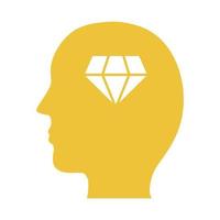 Perfil con icono de estilo de silueta de salud mental de diamante vector