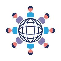group of figures humans around the world flat style vector