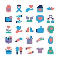 bundle of charity and solidarity icons vector