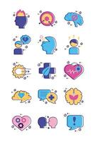 bundle of mental health set icons vector