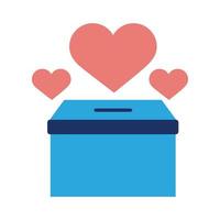 donations urn with hearts solidarity flat style vector