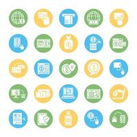 bundle of online banking set icons vector