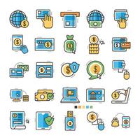 bundle of online banking set icons vector