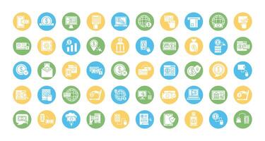 bundle of online banking set icons vector