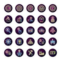 bundle of crypto currency icons neon style vector