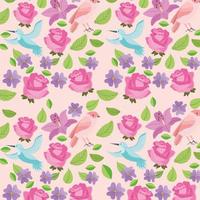 cute flowers birds natural decoration background image vector