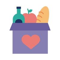 donations urn with groceries solidarity flat style vector