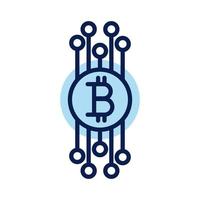 bitcoin con circuito estilo de línea de moneda criptográfica vector