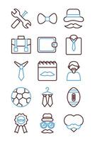 bundle of fathers day set icons vector