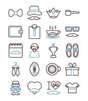 bundle of fathers day set icons vector