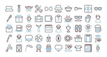 bundle of fathers day set icons vector