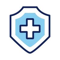 shield insurance with cross line and fill style icon vector