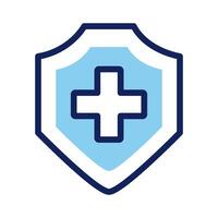 shield insurance with cross line and fill style icon vector