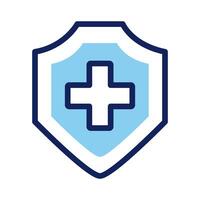 shield insurance with cross line and fill style icon vector