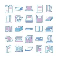 paquete de iconos de estilo de línea de libros de texto vector