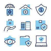 bundle of insurance set icons vector