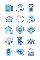 bundle of insurance set icons vector