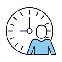 silueta de avatar y línea de reloj y estilo de relleno vector