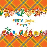 Festa Junina village festival in Latin America Icons vector