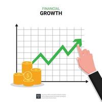 Ilustración de vector de símbolo de crecimiento financiero y aumento de ganancias