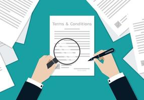 Businessman Hands signing on the terms and conditions form document vector