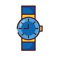 reloj de pulsera, línea de reloj e ícono de estilo de relleno vector