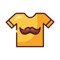 Camisa con línea hipster de bigote de papá e ícono de estilo de relleno vector