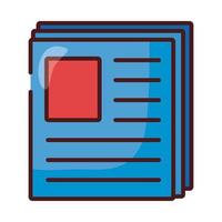 línea de archivos de documentos en papel e icono de estilo de relleno vector